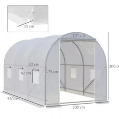 Outsunny Drivhus 350x200x200cm Foliedrivhus, Plantehus, Folie til haven