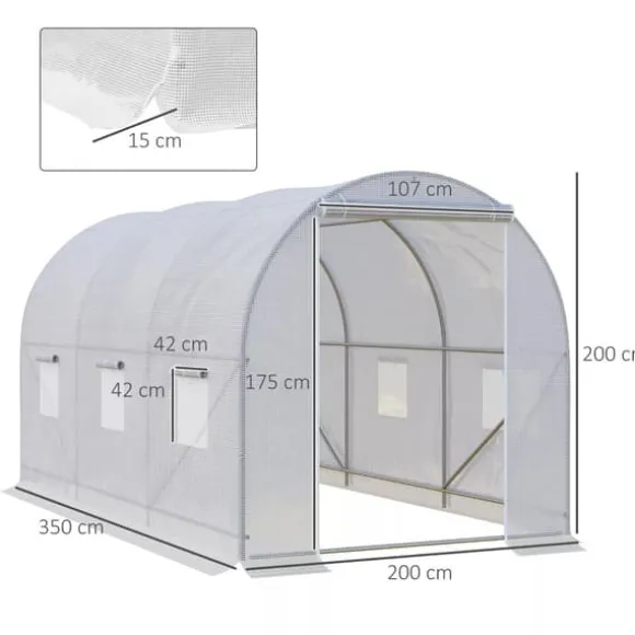 Outsunny Drivhus 350x200x200cm Foliedrivhus, Plantehus, Folie til haven
