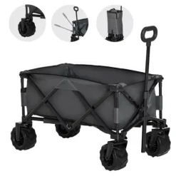 Outsunny Foldbar Håndvogn 360°, Havevogn med teleskophåndtag, op til 20 kg, justerbar håndtagshøjde