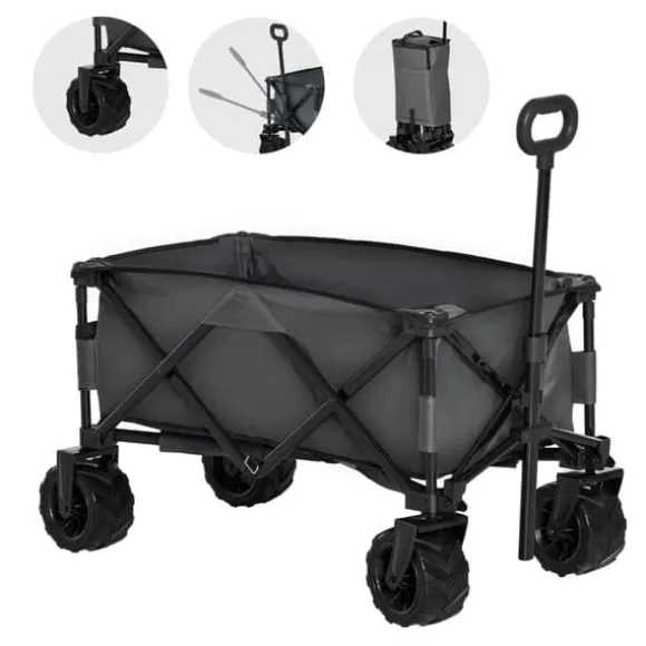Outsunny Foldbar Håndvogn 360°, Havevogn med teleskophåndtag, op til 20 kg, justerbar håndtagshøjde