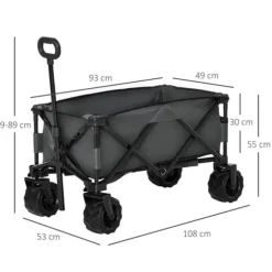 Outsunny Foldbar Håndvogn 360°, Havevogn med teleskophåndtag, op til 20 kg, justerbar håndtagshøjde