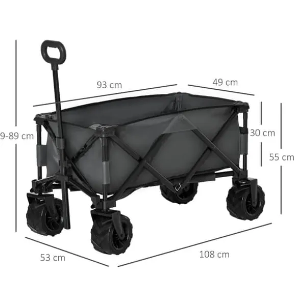 Outsunny Foldbar Håndvogn 360°, Havevogn med teleskophåndtag, op til 20 kg, justerbar håndtagshøjde