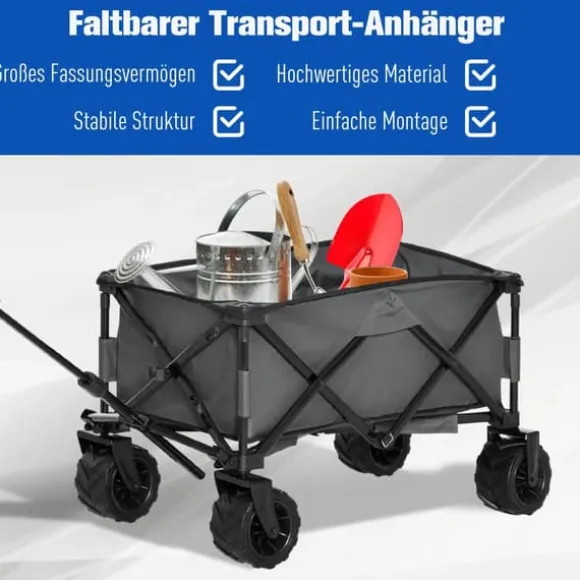 Outsunny Foldbar Håndvogn 360°, Havevogn med teleskophåndtag, op til 20 kg, justerbar håndtagshøjde