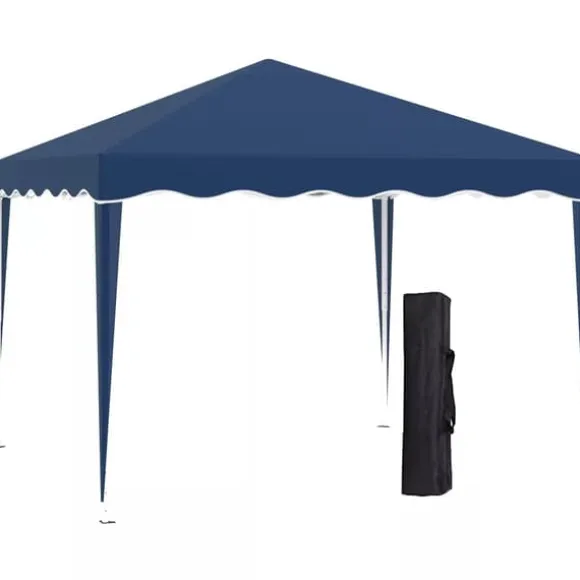 Outsunny Foldbar Pavillon 3x3m, Blå, Stål/Oxford, UV-beskyttelse, Justerbar Højde, Transporttaske