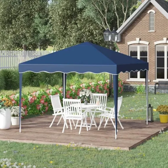 Outsunny Foldbar Pavillon 3x3m, Blå, Stål/Oxford, UV-beskyttelse, Justerbar Højde, Transporttaske
