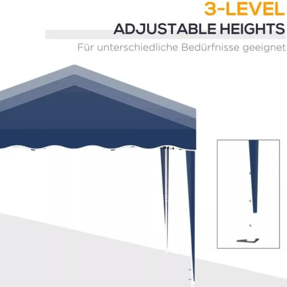 Outsunny Foldbar Pavillon 3x3m, Blå, Stål/Oxford, UV-beskyttelse, Justerbar Højde, Transporttaske