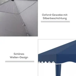 Outsunny Foldbar Pavillon 3x3m, Blå, Stål/Oxford, UV-beskyttelse, Justerbar Højde, Transporttaske