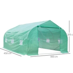 Outsunny Folievæksthus Drivhus Plantehus med Sadeltag 450 x 300B x 205H cm