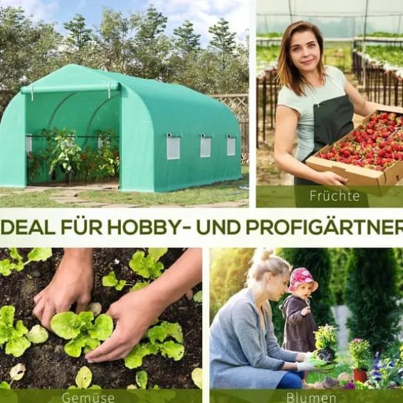 Outsunny Folievæksthus Drivhus Plantehus med Sadeltag 450 x 300B x 205H cm