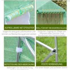 Outsunny Folievæksthus Drivhus Plantehus med Sadeltag 450 x 300B x 205H cm
