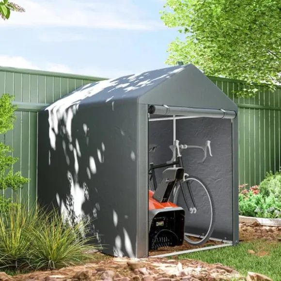 Outsunny Garage Telt, Mørkegrå, 1,2 x 1,79 x 1,65m Opbevaring Telt med UV-beskyttelse, Vandtæt Foliegarage til Motorcykel, Haveredskaber, Galvaniseret | CDON