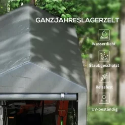 Outsunny Garage Telt, Mørkegrå, 1,2 x 1,79 x 1,65m Opbevaring Telt med UV-beskyttelse, Vandtæt Foliegarage til Motorcykel, Haveredskaber, Galvaniseret | CDON
