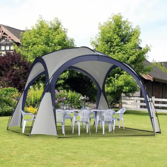 Outsunny Have / Camping Telt - Vandtæt Polyester, Glasfiberramme - Cremhvid/Blå 3,5x3,5x2,3m