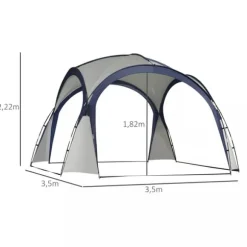 Outsunny Have / Camping Telt - Vandtæt Polyester, Glasfiberramme - Cremhvid/Blå 3,5x3,5x2,3m