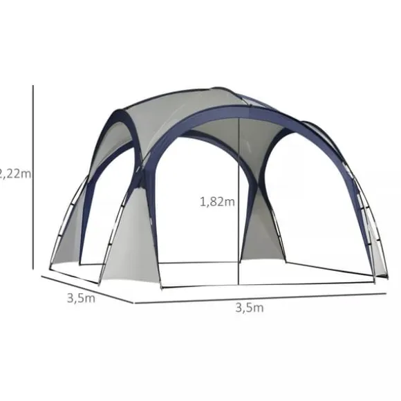 Outsunny Have / Camping Telt - Vandtæt Polyester, Glasfiberramme - Cremhvid/Blå 3,5x3,5x2,3m