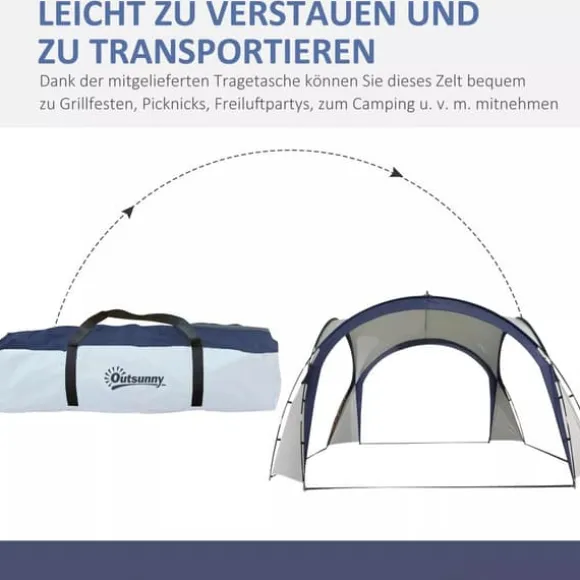 Outsunny Have / Camping Telt - Vandtæt Polyester, Glasfiberramme - Cremhvid/Blå 3,5x3,5x2,3m