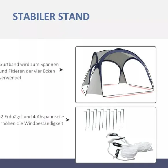 Outsunny Have / Camping Telt - Vandtæt Polyester, Glasfiberramme - Cremhvid/Blå 3,5x3,5x2,3m