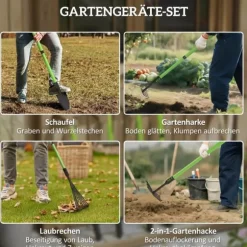 Outsunny Haveværktøjssæt 4 stk. Grøn Metal