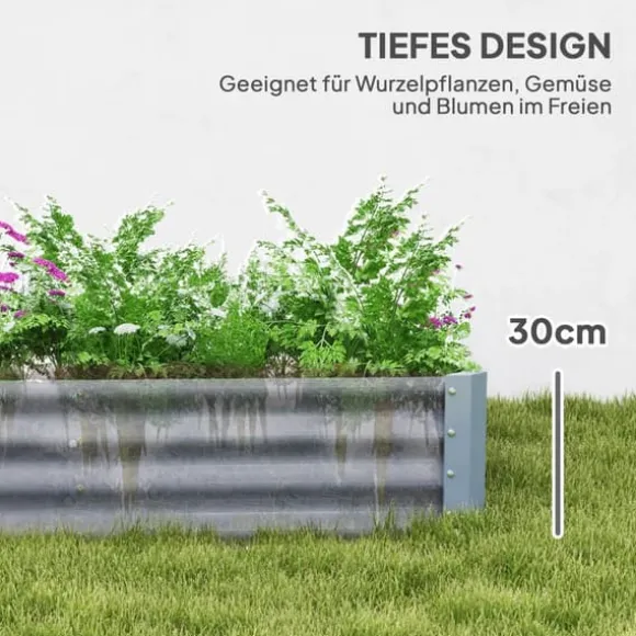 Outsunny H$jbed af st$l, vejrbestandigt plantebed 240x120x30cm