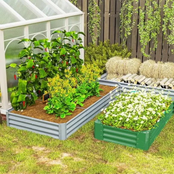 Outsunny H$jbed af st$l, vejrbestandigt plantebed 240x120x30cm