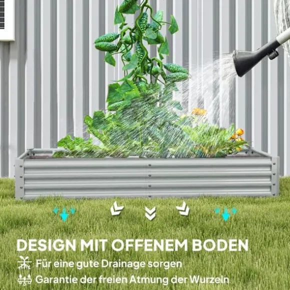 Outsunny højbed af stål, vejrbestandigt plantebed 180x90x30 cm