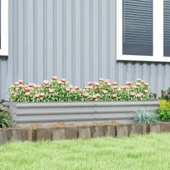 Outsunny højbed af stål, vejrbestandigt plantebed 180x90x30 cm