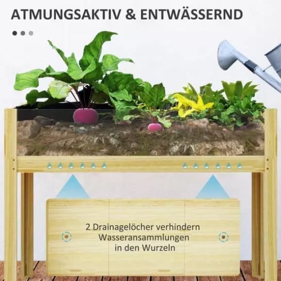 Outsunny Højbed i Grantræ med Akrylplader, Vejrbestandigt Havebed, Naturtræ, 110x50x80 cm