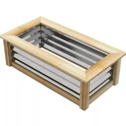 Outsunny Højbed i Metal og Træ Natur/Sølv 90x45x30cm