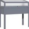 Outsunny Højbed med Drivhus, Grantræ og PC-Plade, Grå, 120x54x112/122cm