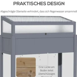 Outsunny Højbed med Drivhus, Grantræ og PC-Plade, Grå, 120x54x112/122cm