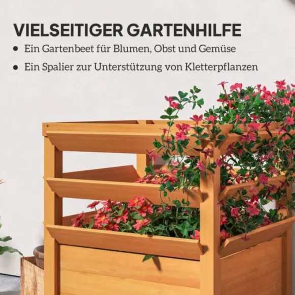 Outsunny H'jbed med Espalier i Gran, 65x65x73cm - Perfekt til Klatreplanter og Havebrug