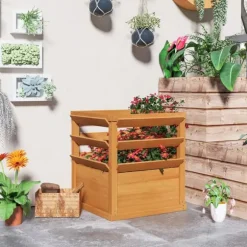 Outsunny H'jbed med Espalier i Gran, 65x65x73cm - Perfekt til Klatreplanter og Havebrug