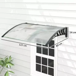 Outsunny Hoveddørsbaldakin Hvid Polycarbonat 122x90cm - Regn- og Solbeskyttelse med UV-filter