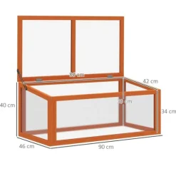 Outsunny Mini Drivhus Orange - Fyrretræ/Polycarbonat 90x46x40cm