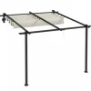Outsunny Pergola 3x3m, Creme Hvid, Polyester, Vendt`t, Justerbart Tag til Have og Terrasse