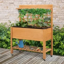 Outsunny Plantebord i Grantrback, Brun, 105x40x135 cm