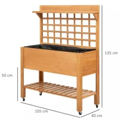 Outsunny Plantebord i Grantrback, Brun, 105x40x135 cm