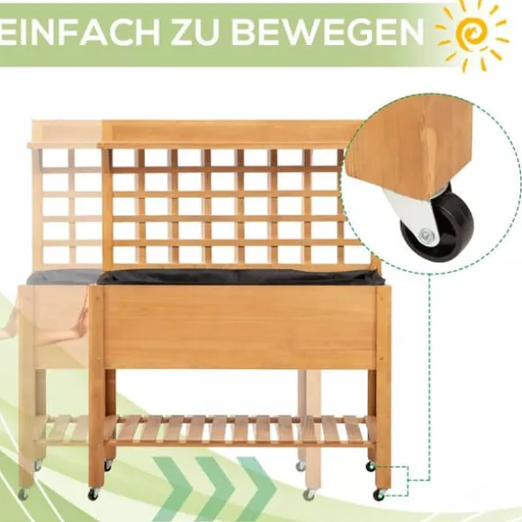 Outsunny Plantebord i Grantrback, Brun, 105x40x135 cm
