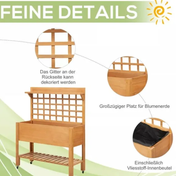 Outsunny Plantebord i Grantrback, Brun, 105x40x135 cm