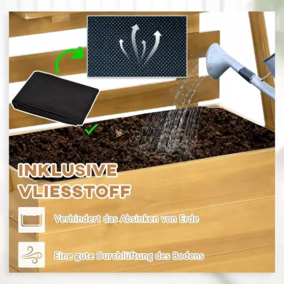 Outsunny Plantekasse HBjbed med Espalier og Hylder - Gran TrB, Brun, 63x39x160cm