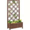 Outsunny Plantekasse med Espalier, Fyrretræ, Gul, 60x30x122,5cm
