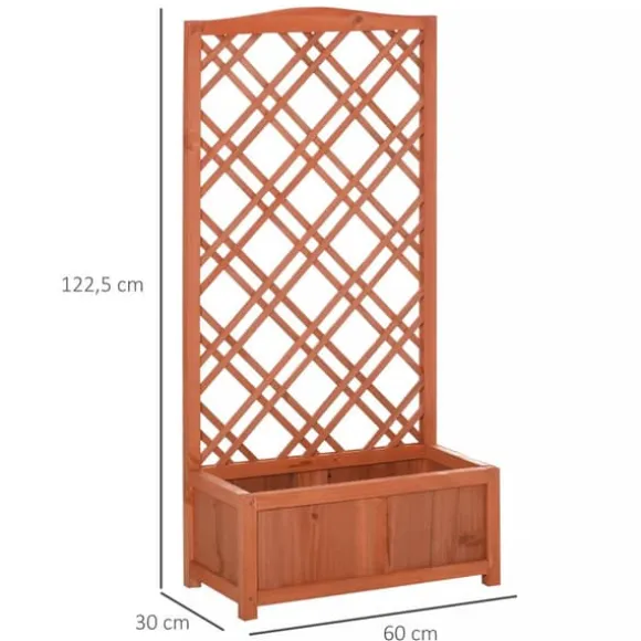 Outsunny Plantekasse med Espalier, Fyrretræ, Gul, 60x30x122,5cm