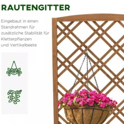 Outsunny Plantekasse med Espalier, Fyrretræ, Gul, 60x30x122,5cm