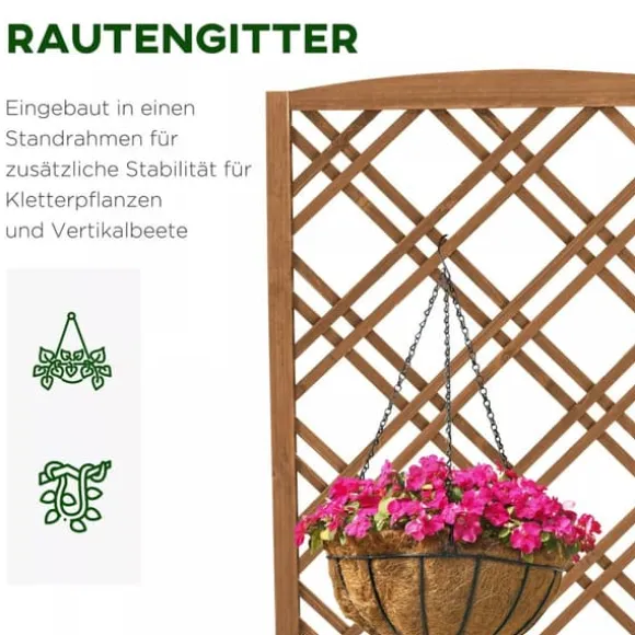 Outsunny Plantekasse med Espalier, Fyrretræ, Gul, 60x30x122,5cm