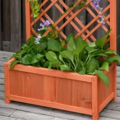 Outsunny Plantekasse med Espalier, Fyrretræ, Gul, 60x30x122,5cm