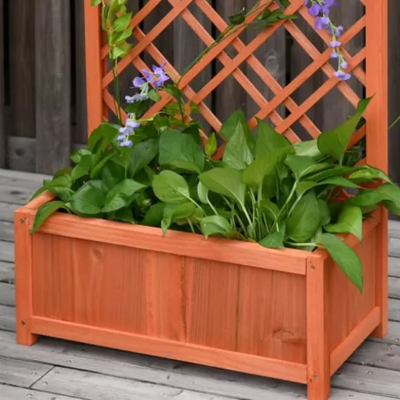 Outsunny Plantekasse med Espalier, Fyrretræ, Gul, 60x30x122,5cm