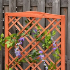 Outsunny Plantekasse med Espalier, Fyrretræ, Gul, 60x30x122,5cm