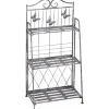 Outsunny Plantestativ Metal Blomsterstativ med 3 Hylder, Blomstertrappe til Have, Sølvgrå, 44x25x96cm