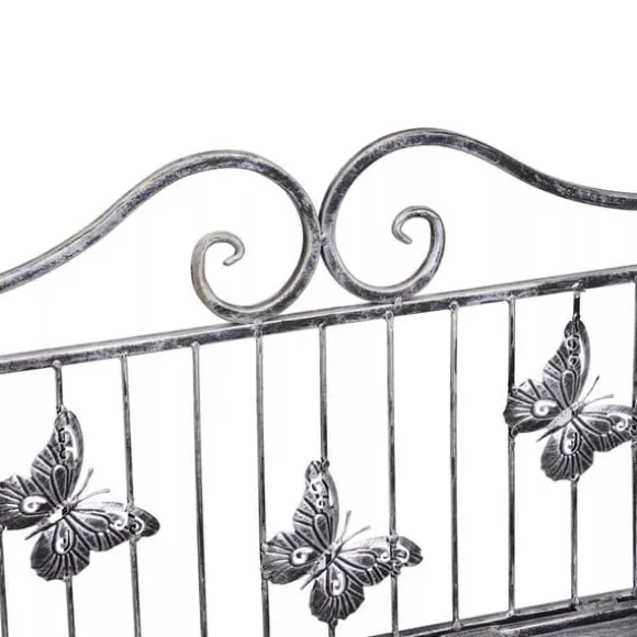 Outsunny Plantestativ Metal Blomsterstativ med 3 Hylder, Blomstertrappe til Have, Sølvgrå, 44x25x96cm