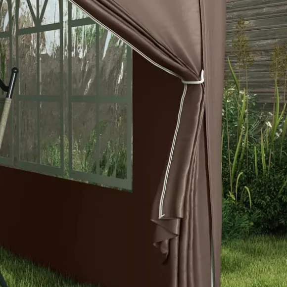 Outsunny Pop-up Pavillon 3x3m - Vandafvisende, Vinterfast, UV50+, Kaffe Polyester, m. 4 Sidepaneler